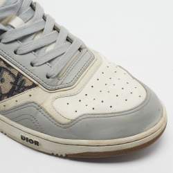 Pre Owned Dior B27 Uptown Size 43.5 Grey/White Jacquard and Leather Lace Up Sneakers