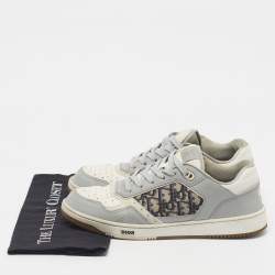 Pre Owned Dior B27 Uptown Size 43.5 Grey/White Jacquard and Leather Lace Up Sneakers