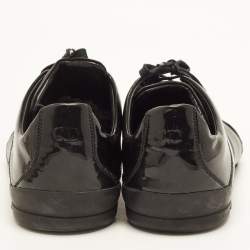 Pre Owned Dior Size 44.5 Black Leather and Patent Leather Lace Up Sneakers