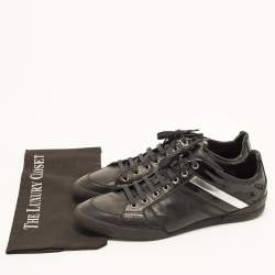 Pre Owned Dior Size 44.5 Black Leather and Patent Leather Lace Up Sneakers