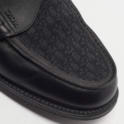 Pre Owned Dior Granville Size 42 Black Canvas and Leather Loafers