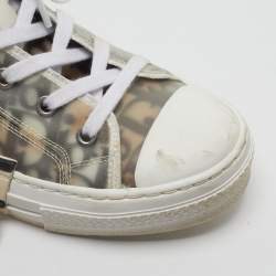 Pre Owned Dior B23 Size 38.5 White/Black Oblique Mesh and PVC High Top Sneakers