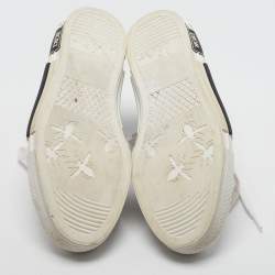 Pre Owned Dior B23 Size 38.5 White/Black Oblique Mesh and PVC High Top Sneakers