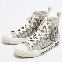 Pre Owned Dior B23 Size 46 Transparent/Grey Oblique Mesh and PVC High Top Sneakers