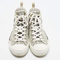 Pre Owned Dior B23 Size 46 Transparent/Grey Oblique Mesh and PVC High Top Sneakers