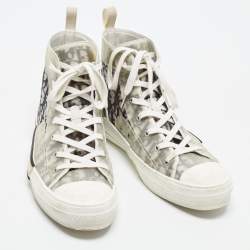 Pre Owned Dior B23 Size 46 Transparent/Grey Oblique Mesh and PVC High Top Sneakers