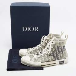 Pre Owned Dior B23 Size 46 Transparent/Grey Oblique Mesh and PVC High Top Sneakers