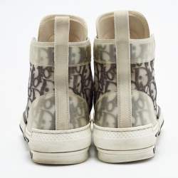 Pre Owned Dior B23 Size 38.5 White/Black Oblique Mesh and PVC High Top Sneakers
