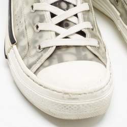 Pre Owned Dior B23 Size 38.5 White/Black Oblique Mesh and PVC High Top Sneakers