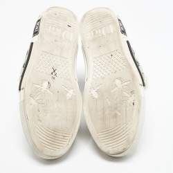 Pre Owned Dior B23 Size 38.5 White/Black Oblique Mesh and PVC High Top Sneakers