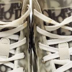 Pre Owned Dior B23 Size 38.5 White/Black Oblique Mesh and PVC High Top Sneakers