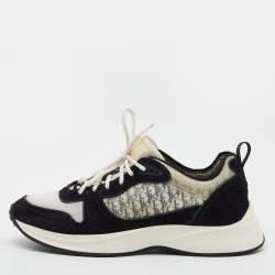 Pre Owned Dior B25 Runner Size 41 Black/White Oblique Mesh and Suede Low Top Sneakers