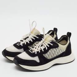 Pre Owned Dior B25 Runner Size 41 Black/White Oblique Mesh and Suede Low Top Sneakers