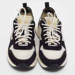 Pre Owned Dior B25 Runner Size 41 Black/White Oblique Mesh and Suede Low Top Sneakers