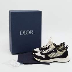 Pre Owned Dior B25 Runner Size 41 Black/White Oblique Mesh and Suede Low Top Sneakers
