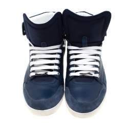 Dior Blue/White Leather High Top Sneaker Size 41