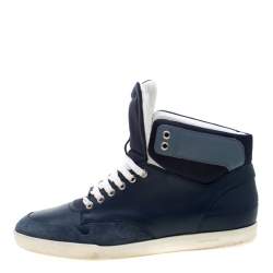 Dior Blue/White Leather High Top Sneaker Size 41