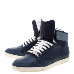 Dior Blue/White Leather High Top Sneaker Size 41