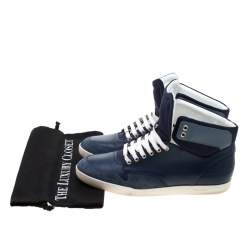 Dior Blue/White Leather High Top Sneaker Size 41