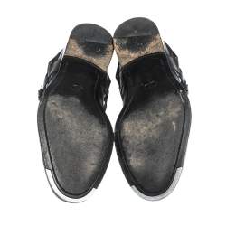 Dior Black Leather Buckle Detail Ankle Boots Size 40.5