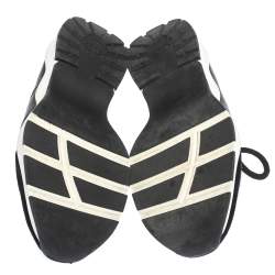 Pre Owned Dior Homme Black Leather And Stretch Knit Lace Up Sneakers Size 39