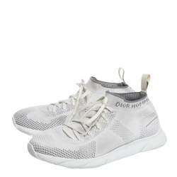 Pre Owned Dior White/Grey Knit B21 Socks Low Top Sneakers Size 40.5