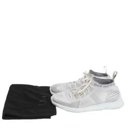 Pre Owned Dior White/Grey Knit B21 Socks Low Top Sneakers Size 40.5
