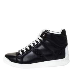 Pre Owned Dior Black Leather Lace High Top Sneakers Size 41
