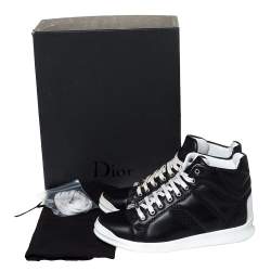 Pre Owned Dior Black Leather Lace High Top Sneakers Size 41