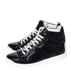 Pre Owned Dior Black Leather Lace High Top Sneakers Size 41