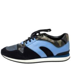 Dior Multicolor Camouflage Leather And Suede Lace Up Sneakers Size 44