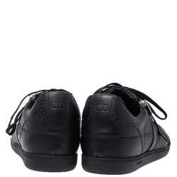 Pre Owned Dior Black Embossed Leather Side Zip Lace Low Top Sneakers Size 44