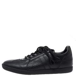 Pre Owned Dior Black Embossed Leather Side Zip Lace Low Top Sneakers Size 44
