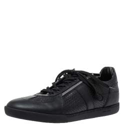 Pre Owned Dior Black Embossed Leather Side Zip Lace Low Top Sneakers Size 44