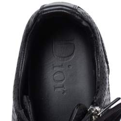 Pre Owned Dior Black Embossed Leather Side Zip Lace Low Top Sneakers Size 44