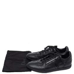 Pre Owned Dior Black Embossed Leather Side Zip Lace Low Top Sneakers Size 44