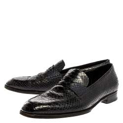 Dior Black Python Leather Penny Loafers Size 44