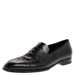 Dior Black Python Leather Penny Loafers Size 44