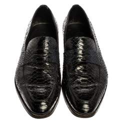 Dior Black Python Leather Penny Loafers Size 44