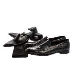 Dior Black Python Leather Penny Loafers Size 44