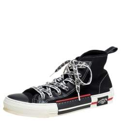 Dior Black/White Canvas Atelier High Top Sneakers Size 45