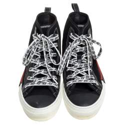 Dior Black/White Canvas Atelier High Top Sneakers Size 45