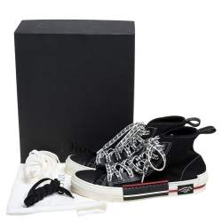 Dior Black/White Canvas Atelier High Top Sneakers Size 45