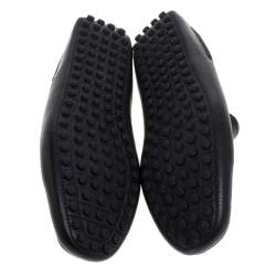 مملوكة مسبقًا Dior Black Leather CD Logo Slip On Loafers Size 43.5