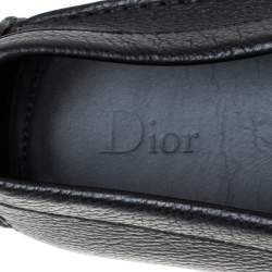 مملوكة مسبقًا Dior Black Leather CD Logo Slip On Loafers Size 43.5