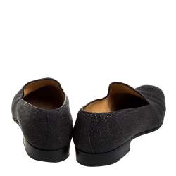 Dior Black Stingray Embossed Leather Vintage Smoking Slippers Size 43.5