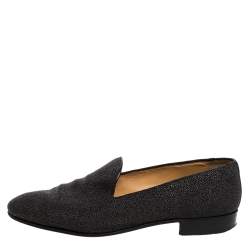 Dior Black Stingray Embossed Leather Vintage Smoking Slippers Size 43.5