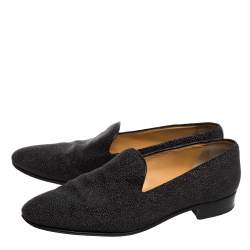 Dior Black Stingray Embossed Leather Vintage Smoking Slippers Size 43.5