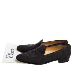 Dior Black Stingray Embossed Leather Vintage Smoking Slippers Size 43.5
