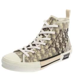 Dior White Oblique Mesh B23 High Top Sneakers Size 42
